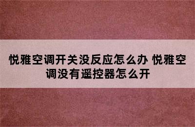 悦雅空调开关没反应怎么办 悦雅空调没有遥控器怎么开